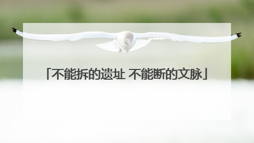 不能拆的遗址 不能断的文脉
